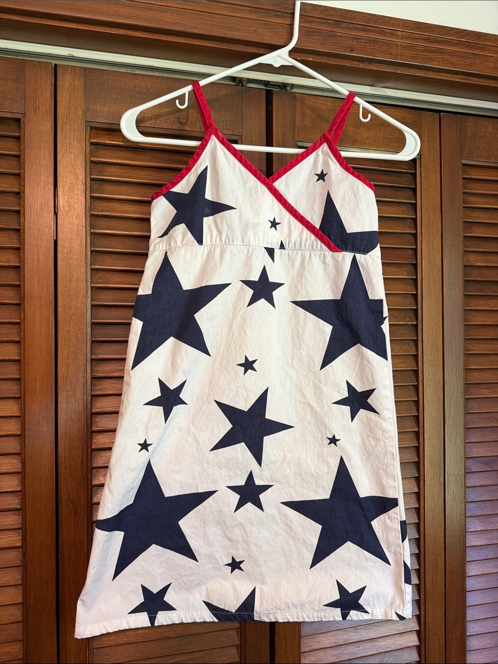 Old Navy White Dress with Navy Stars and Red Trim
